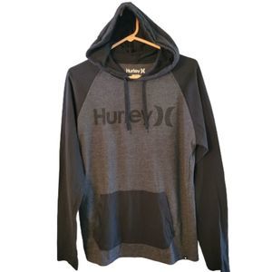 Hurley black and gray hooded long sleeve t shirt